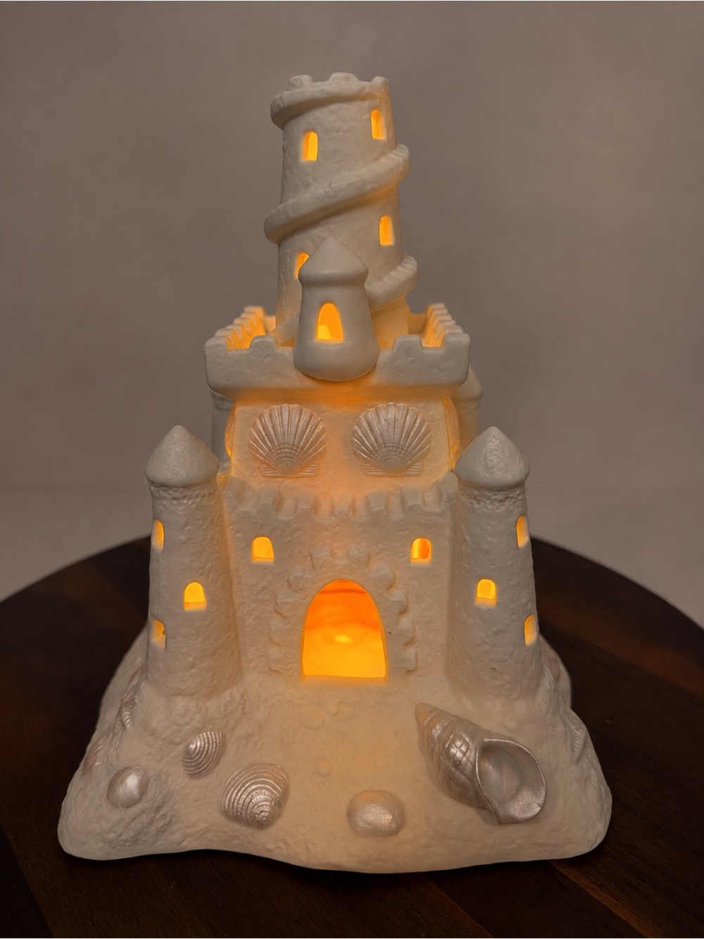 PartyLite Bisque Sandcastle Tealight Candle Holder Coastal Beach Decor